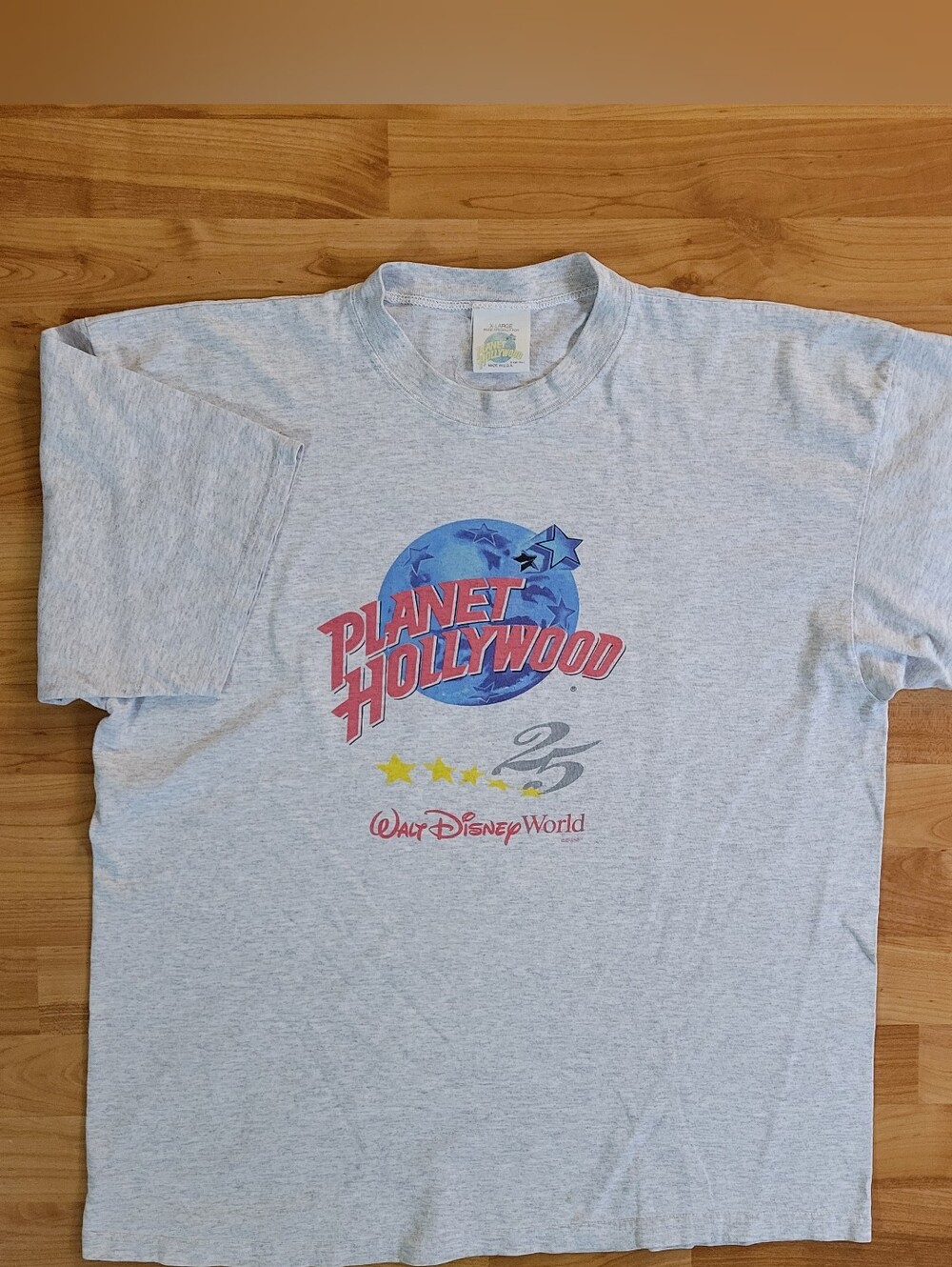Vintage Planet Hollywood 1991 Walt Disney World Graphic Tee, Light Gray XL